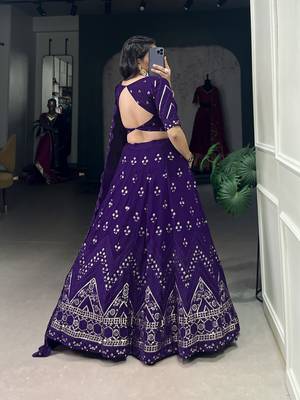 Purple Georgette Sequin Work Lehenga 2