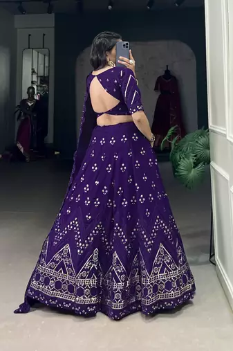 Purple Georgette Sequin Work Lehenga