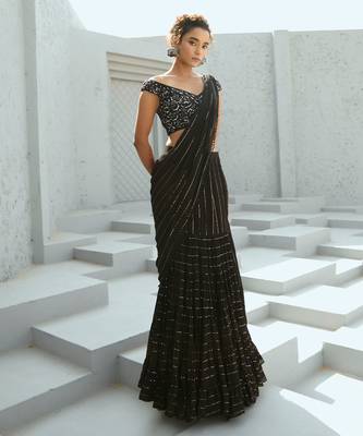 Sky pre drape saree 1