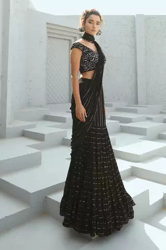 Sky pre drape saree