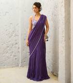 Moon purple pre drape saree