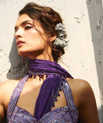Moon purple pre drape saree 2