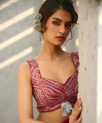Halley  red pre draped saree 2