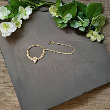 Free size brass golden stone stud  bali  nath 1