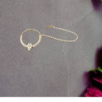 Free size brass golden stone stud  bali  nath 2