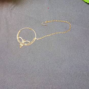 Free size brass golden stone stud  bali  nath 2
