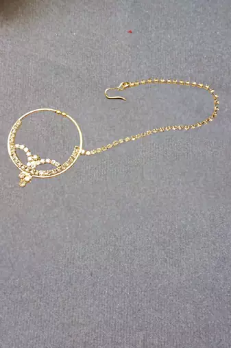 Free size brass golden stone stud  bali  nath