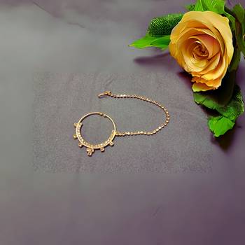 Free size brass golden stone stud  bali  nath 1