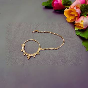 Free size brass golden stone stud  bali  nath 2