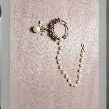 Free size brass golden moti stud bali  nath 1