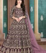 Wine Georgette Embroidered Wedding Wear Designer Anarkali Suit