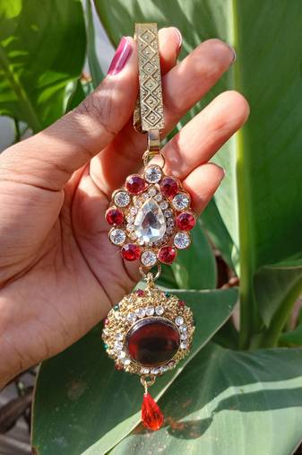 Size 5 inch brass golden stone stud key chain