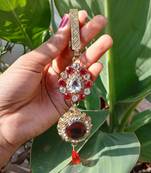 Size 5 inch brass golden stone stud key chain