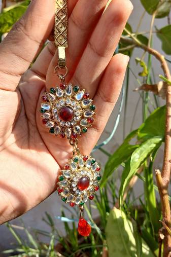Size 5 inch brass golden stone stud key chain