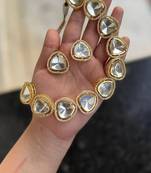 Luxury kundan-style crystal necklace - gold-plated indian wedding jewelry with clear stone design for women