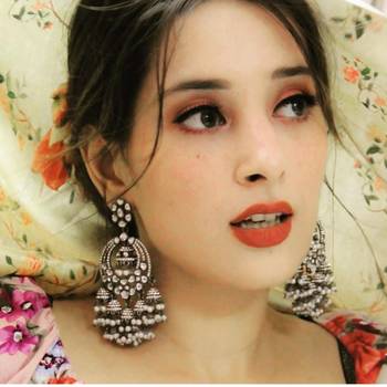 Vintage-style pearl chandelier earrings | oxidized silver-tone traditional kundan-inspired wedding jewelry for women 2