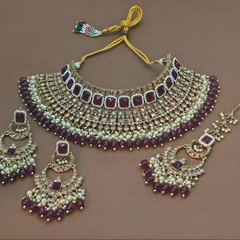 Exquisite pearl and jewel-encrusted bridal jewelry set wine color 1