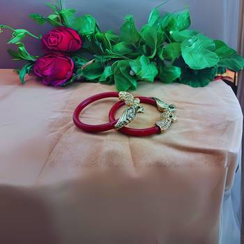 Brass material red plain bangle 3