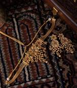 Necklace and Earring Set with Intricate Gold Design