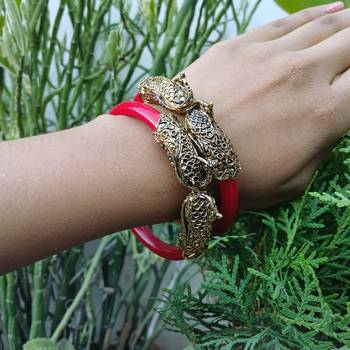 Brass material red plain bangle 1