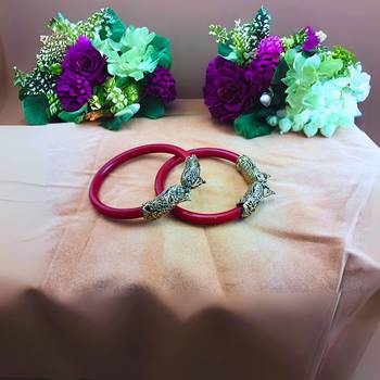 Brass material red plain bangle 2