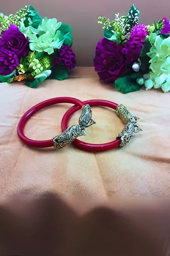Brass material red plain bangle