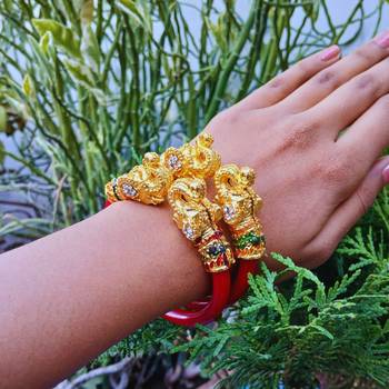 Brass material red plain bangle 1
