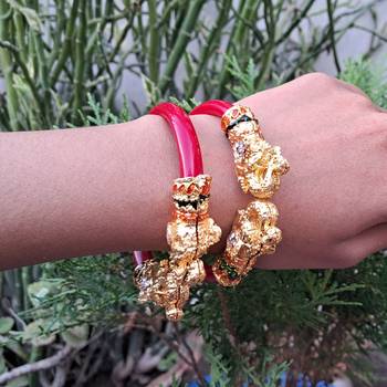 Brass material red plain bangle 2