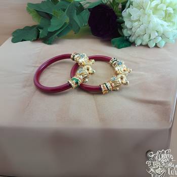 Brass material red plain bangle 3