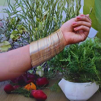 Metal material golden plain bangle 2