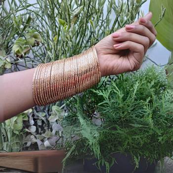 Metal material golden plain bangle 2