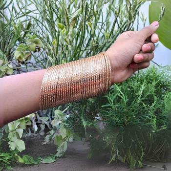 Metal material golden plain bangle 3