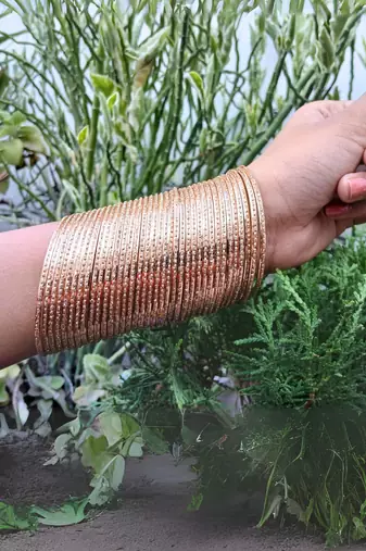 Metal material golden plain bangle
