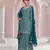 Sky embroidered chinon free size sharara suit