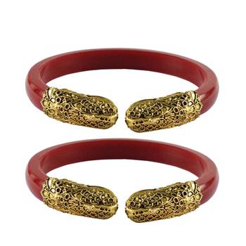 Brass material red plain bangle 3