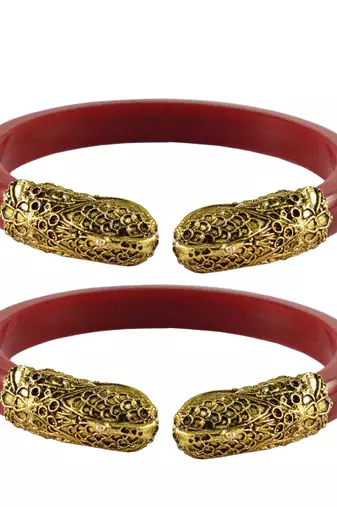 Brass material red plain bangle