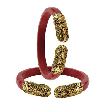 Brass material red plain bangle 4