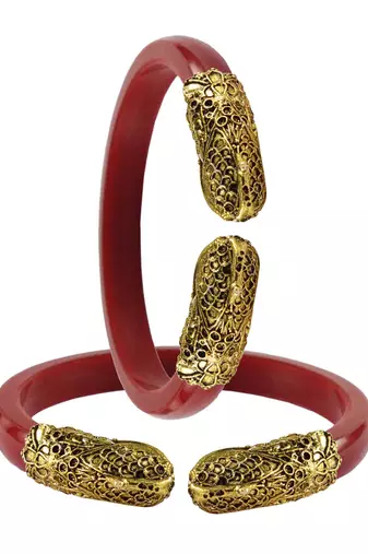 Brass material red plain bangle