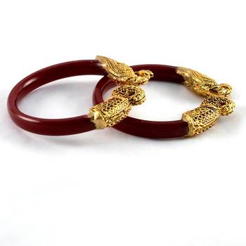 Brass material red plain bangle 5