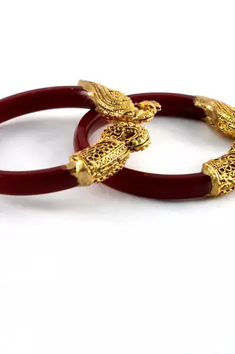 Brass material red plain bangle
