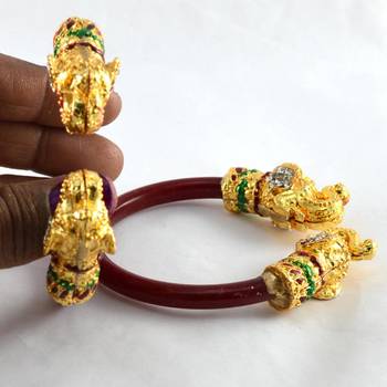 Brass material red plain bangle 4