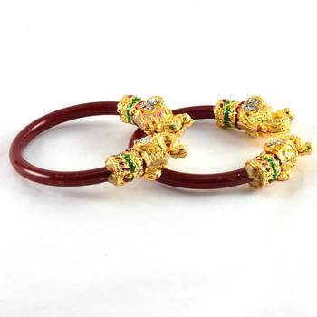 Brass material red plain bangle 5