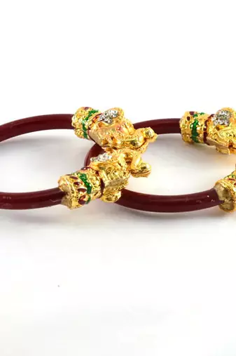 Brass material red plain bangle