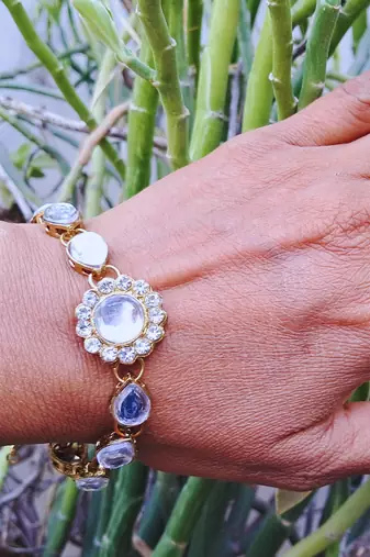 Adjustable size brass golden kunden stud  bracelet