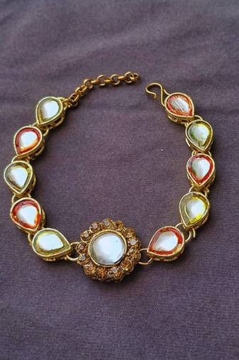 Adjustable size brass golden kunden stud  bracelet