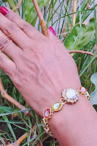 Adjustable size brass golden kunden stud  bracelet