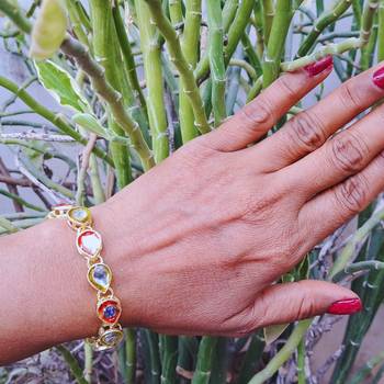 Adjustable size brass golden kunden stud  bracelet 2