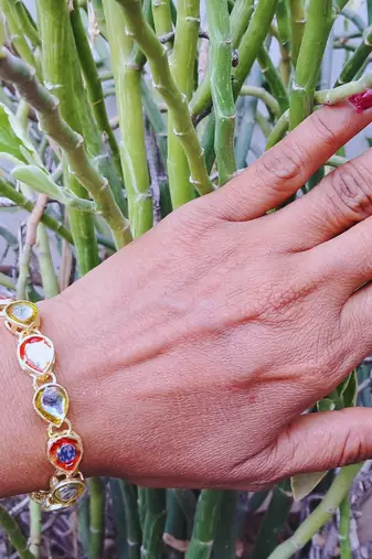 Adjustable size brass golden kunden stud  bracelet