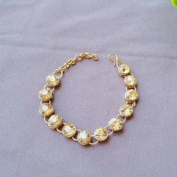 Adjustable size brass golden stone stud  bracelet 1