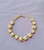 Adjustable size brass golden stone stud  bracelet